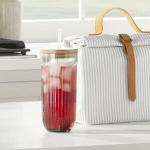 Hearth & Hand Magnolia 21oz Fluted Glass Tumbler w/ Wood Lid